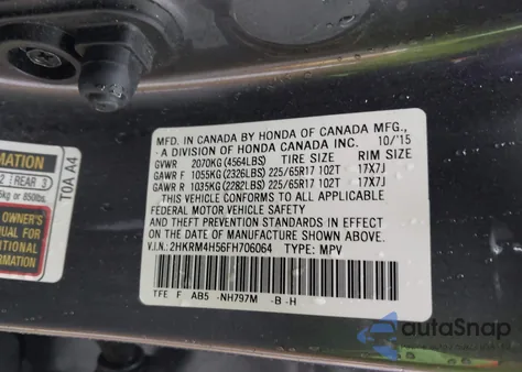 2015 Honda Cr-V Ex from USA, damaged, VIN 2HKRM4H56FH706064